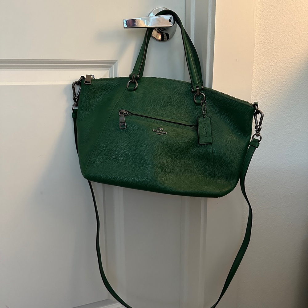 Coach Green Pebbled Leather Prairie Satchel Bag, Style 34340, Kelly Green